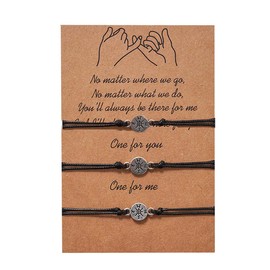 Binami 3 Pcs Pinky Promise Distance Matching Bracelets Gift for Friends Couple Family Women Mens