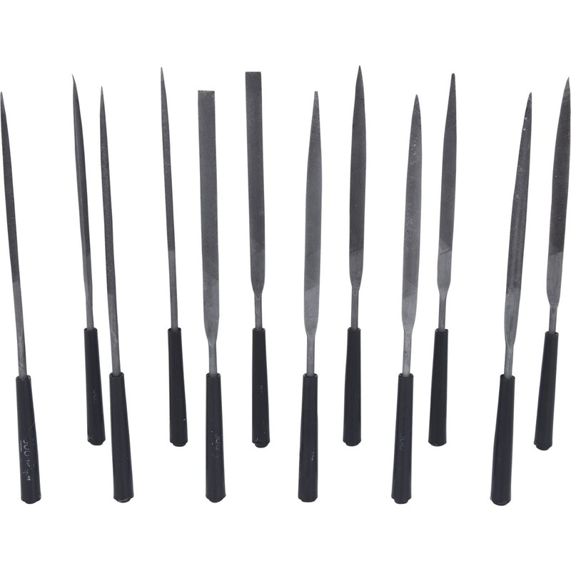 KS Tools 140.3050 Needle files set, 12 pcs, 145mm