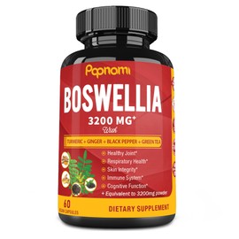 Organic Boswellia Serrata Extract Capsules - 3200Mg Combined Turmeric, Ginger, Black Pepper & Green Tea - 60 Vegan Capsules for 2 Months - Wellness Herbal Supplement