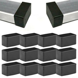 Furniture Rubber Pads Feet Black Rectangle Rubber Furniture Legs Table Chair Legs Floor Protectors for Hardwood Floors (20x40mm) 12pcs