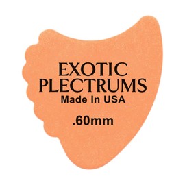 Exotic Plectrums Delrin Orange Guitar Or Bass Pick - 0.60 mm Medium Light Gauge - Premium Made In USA - 390 Shark Fin Shape - 12 Pack, Delrin-USA-Logo-Orange-.60mm-390-Fin-12P