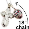 Needzo Enameled Sterling Silver Pysanka Egg and Three Bar Cross