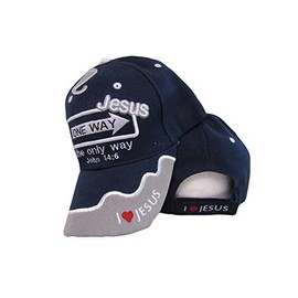 A beautiful hat 2-Tone Blue Hat I Love Jesus on Bill John 3:16 - Beauty Makeup C
