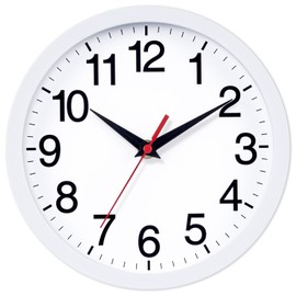 Rohioue - Reloj de pared moderno de 10 pulgadas, funciona con pilas, silencioso y analógico para recámara, cocina, baño, oficina, hogar (blanco)