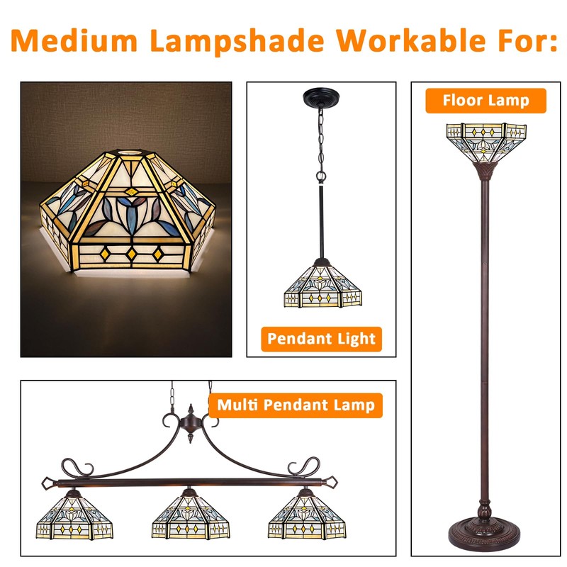 Capulina Tiffany Lamp Shade Mission Hexagon Stained Glass 12 Inches