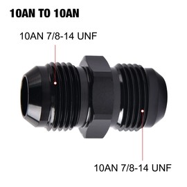 EVIL ENERGY 10AN Male to Male Flare Coupler Union Straight Fuel Hose Adapter Fitting Black 2PCS