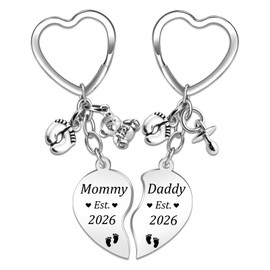 SOJUWEL 2PS New Mom And Dad Gifts 2026 Keychains Mom And Dad Gifts for New Parents