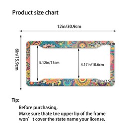GUWEI License Plate Frames Hippie Floral Flower Cute License Plate Holder Funny Aluminum Vintage Front Car Frame Cover Decor with 4 Holes for Women Men(GW-28)