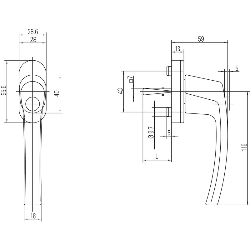 Window Handle Roto Line Push Button Natural Silver with Screws