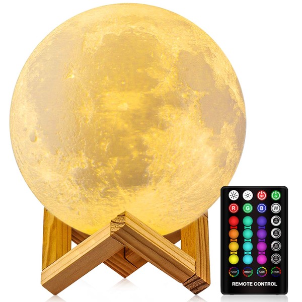 GDPETS Moon Lamp, 16 Colors Moon Night Light with Stand & Remote &Touch Control and USB Rechargeable Decorative Light Up Moon Lamp for Baby Kids Lover Birthday Party Gifts(4.8 inch)
