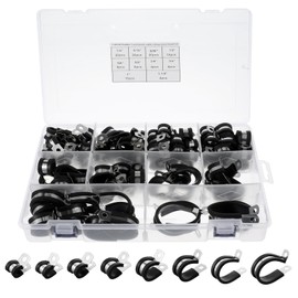 114PCS Cable Clamps Assortment Kit in 8 sizes 1/4" 5/16" 3/8" 1/2" 5/8" 3/4" 1" 1-1/4", 304 Stainless Steel Rubber Cushioned Insulated Clamp, Loop Clamps, Pipe Clamps,Wire Clamps