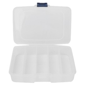 Plastic Boxes Grids, 5 Grid Organizer Box Clear Visible Organizer Container Storage Box Clear Plastic Storage Box for Jewelry Bead Craft Storage Earring Container Tool Compartment Box Case