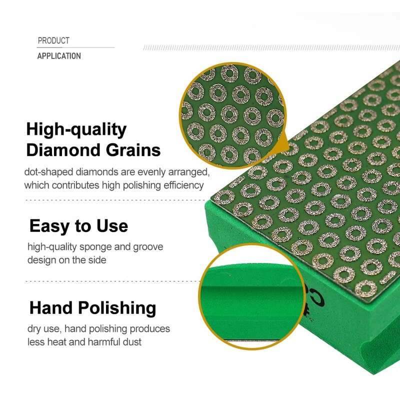 SHDIATOOL Diamond Hand Polishing Pads Foam Back for Granite Marble
