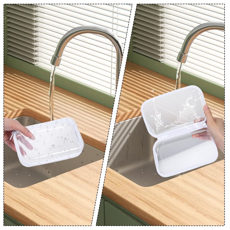 2 Pcs Clear Hard Shell Zipper Case, Portable Clear Zipper