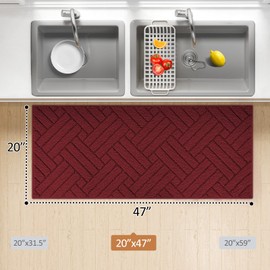 JEEDOVIA Red Kitchen Runner Rug 20"x47" Kitchen Rugs Non Slip, Christmas Kitchen Mats for Floor, Washable Absorbent Resist Dirt Comfort Standing Mat for Entryway,Hallway, Front of Sink