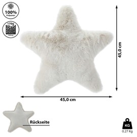 Cepewa Decorative Cushion Star │ 100% Polyester Star-Shaped Cream 45 x 45 cm │ Sofa Cushion Cuddly Cushion 170 g Filling (1 x Decorative Cushion Star Cream)