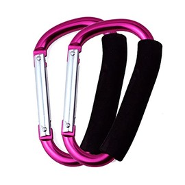 Stroller Hooks by Baby,2 pcs Carabiner Stroller Hook Organizer for Hanging Purses, Diaper Bag, Shopping Bags. Clip Fits Single/Twin Travel Systems, Car Seats and Joggers (Rose red)