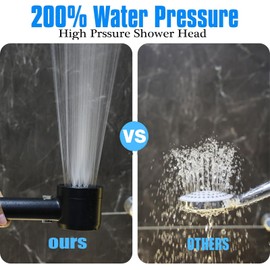 High Pressure Shower Head with Handheld,Shower Head with Filter with Pause Switch Water Saving Filter Showerhead, Filtered Shower with Hose, Bracket and Cotton Filter, Make Bathing Healthier (black)