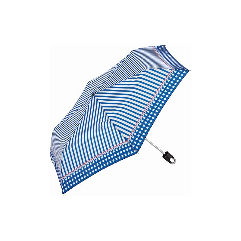Miyashima Folding Umbrella, 19.7 inches (50 cm), Gingham Stripe with
