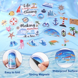 MAXDUCK Cruise Door Decorations Magnetic, 27 Pcs Large Nautical Cruise Ship Magnets for Door Funny Carnival Sea Navigation Door Magnets for Door Decorations Fridge Car Cabin Party Supplies