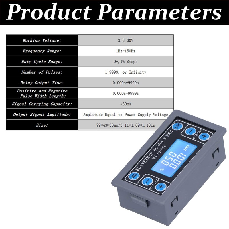 PWM Signal Generator 1Hz~150KHz Adjustable Pulse Frequency Duty Ratio Rectangular