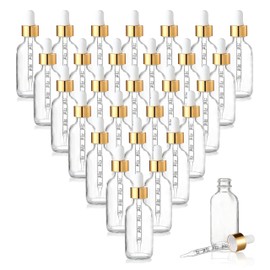 20 Pcs Clear Glass Dropper Bottle 120ml with Gold Accents & Marked Pipettes – Versatile for DIY Beauty, Herbal Remedies & Perfumes – Empty 4 oz Containers for Gifting & Travel Kits