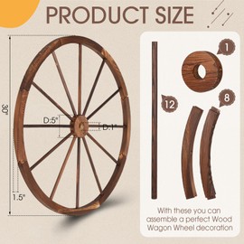 CroBlissful 1 Pc Wooden Wagon Wheels 30 Inch Removable Decorative Wooden Wheels Old Western Wood Wagon Wheel Hanging Cowboy Party Decorations Wood Wheels for Bar Garage Indoor Outdoor