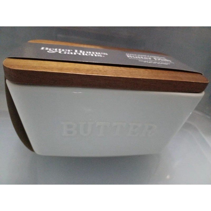 Better Homes & Gardens Porcelain Embossed White Butter Dish Acacia