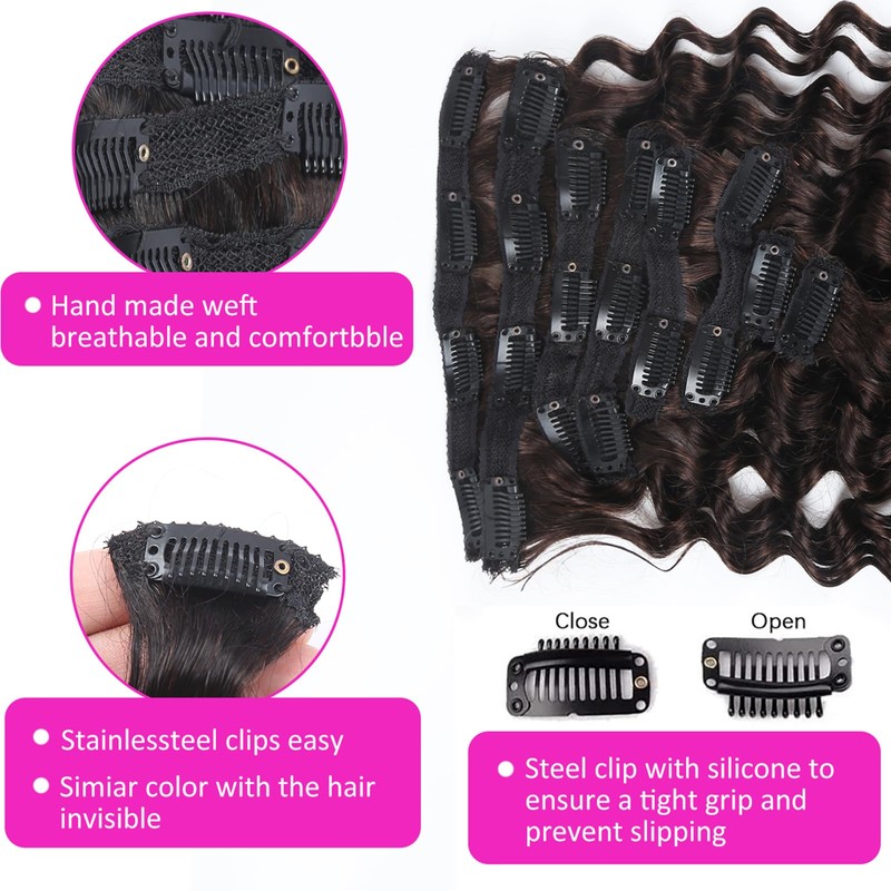 Curly Clip in Hair Extensions Real Human Hair 20inch 120g