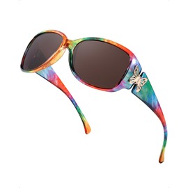 SIPHEW Trendy Polarized Sunglasses for Women, Oversized Retro Frame, Fashion Butterfly Accents, UV400 Protection