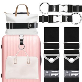 Gutsdoor 2-in-1 Travel Belt Luggage Strap 4 Pack Add a Bag Luggage Strap, Over Handle Suitcases Belt, Adjustable Travel Bag Accessories for Carry On Bag (Black)