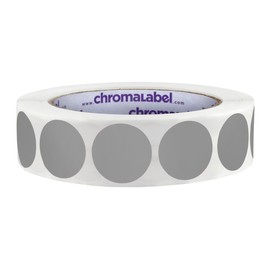 ChromaLabel 25mm 1 Inch Round Permanent Colour Code Dot Stickers, 1000 Labels per Roll, Gray