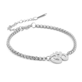 SIPURIS Om Bracelet for Women Girls Om Ohm Aum Symbol Hindu Buddha Yoga Mediation Layered Chain Bracelet Bangle Stainless Steel Adjustable Bracelet Charm Spiritual Jewelry Gift, uniform size,