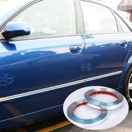 16Ft Chrome Silver Automotive Car Exterior and Interior Molding Trim Universal Bumper Window Door Body Side Decorative Strip Scratch-Proof (5/16 inch (8mm))