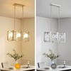 WUZUPS 3-Light Chandelier Glass Cube Shade Pendant Light Modern Lighting
