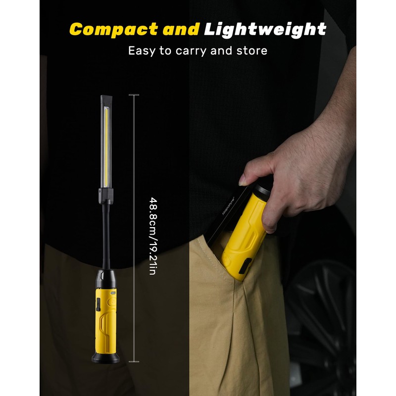 Napatyre Magnetic LED Work Light Rechargeable,1000LM Flexible Gooseneck Magnetic Flashlight