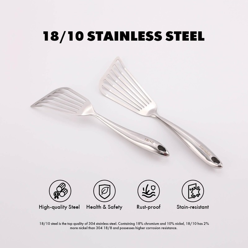 18/10 Stainless Steel Fish Spatula Set – 2 PCS All