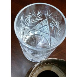 Crystal Granyoniy Tea Glass with Podstakannik, Hot/Cold Beverage Glass with Meta