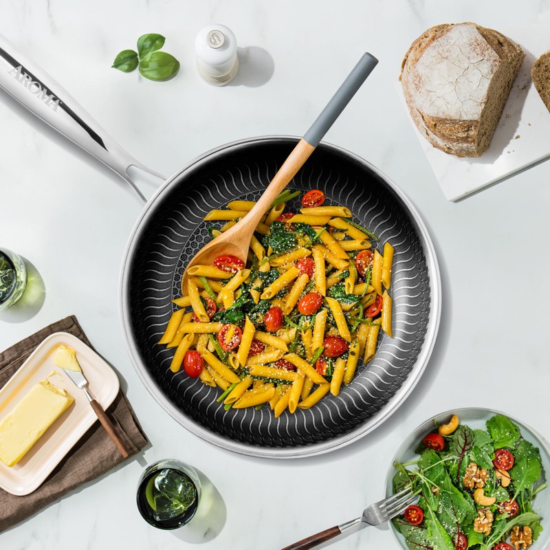 AROMA® 10-Inch Stainless Steel & Nonstick Ceramic Frying Pan with