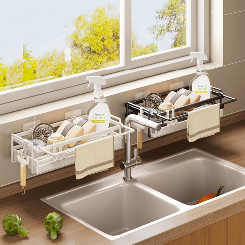 NUODWELL Wall Mounted Kitchen Sink Caddy, Washing up Organiser with