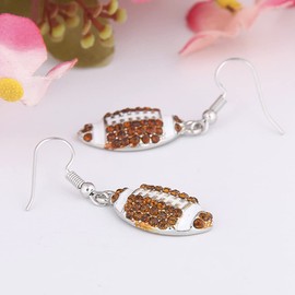 JIUIQL Fashion Unique Sparkly Shine Crystal Rhinestone Football Basketball Softball Dangle Drop Earrings for Women Sport Game Jewelry Gift (Brown)