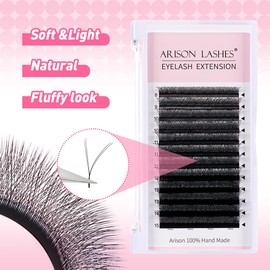 Arison Lashes YY Eyelash Extension y Lashes 0.05mm C Curl 12mm Premade Fans Volume Y Shape Faux Mink Matte 12 rows Cluster pre Fanned Soft Eye Lashes