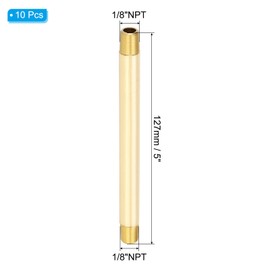 PATIKIL 1/8" x 1/8" NPT Male Brass Pipe Fitting Long Nipple, 5Pcs 5" Long Straight Pipe Fitting Connector Extender for Fuel, Air, Water, Oil, Gas System Connection, 1200PSI