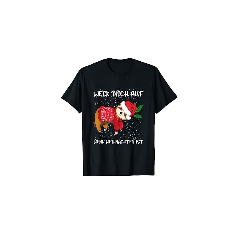 Weck mich auf wenn Weihnachten ist Sloth T-Shirt, black
