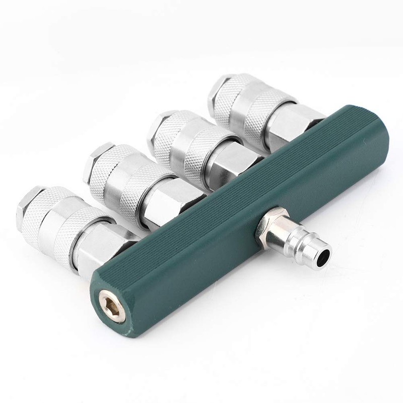 4 Way Air Hose Splitter, Brass Galvanised Pneumatic Connection Adapter,