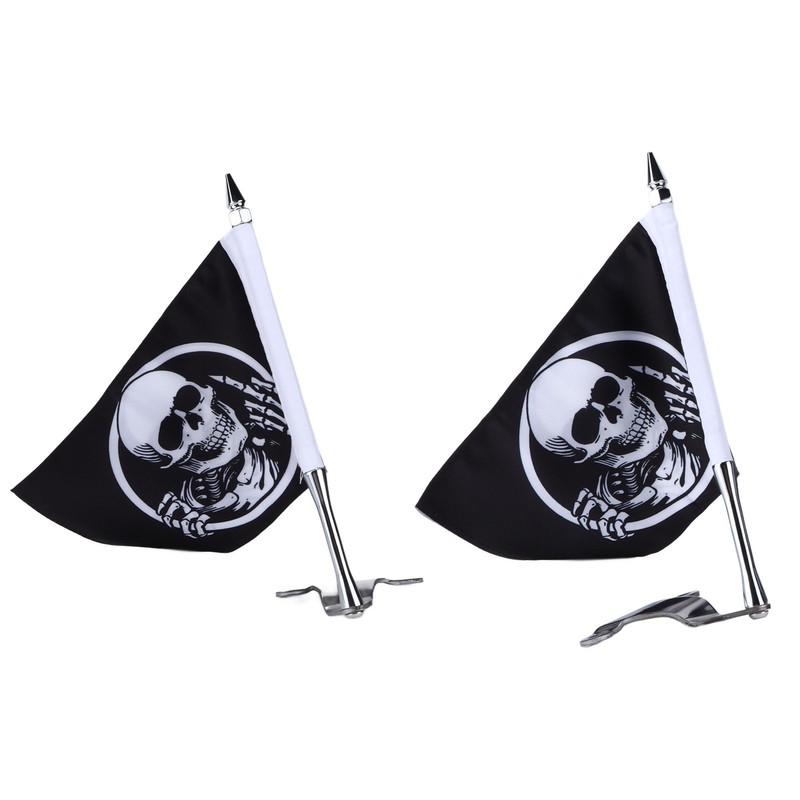 Trunk Lid Flagpole Mount Kit with Skull Flag L R