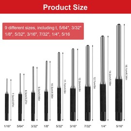 Roll Pin Punch Set, 9Pcs Pin Punch Kit with Storage Pouch, Hand Removing Repair Tool for Watch Repair Jewelry Craft