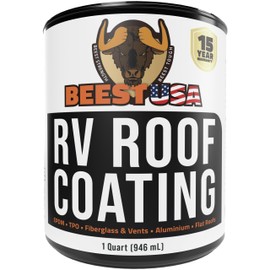 BEEST RV Roof Coating White, 32 Oz Covers up to 12.5 sq ft (2 Coats), Solar Reflective & Waterproof Sealant| Elastomeric Leak Repair Coating, Liquid Rubber RV Roof Sealant for Trailers, Camper & More