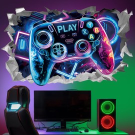 Wall Tattoo Teenager's Room Boys Gaming Wall Decoration Room Decoration Boys Suitable as a Gift for Room Decoration for Teenagers (Video Game Blue Purple)