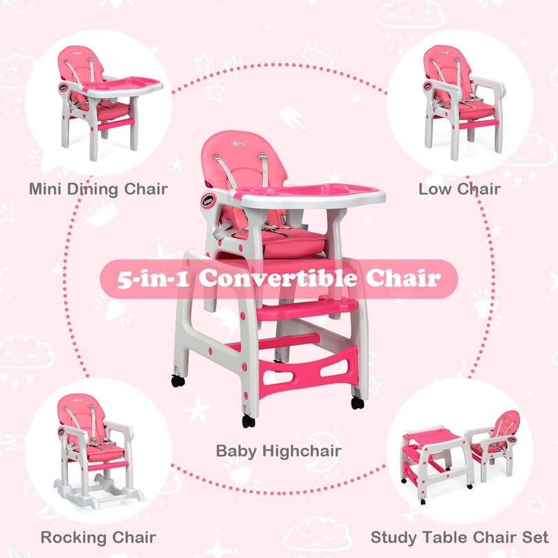 INFANS 5 in 1 Baby High Chair, Convertible Toddler Table